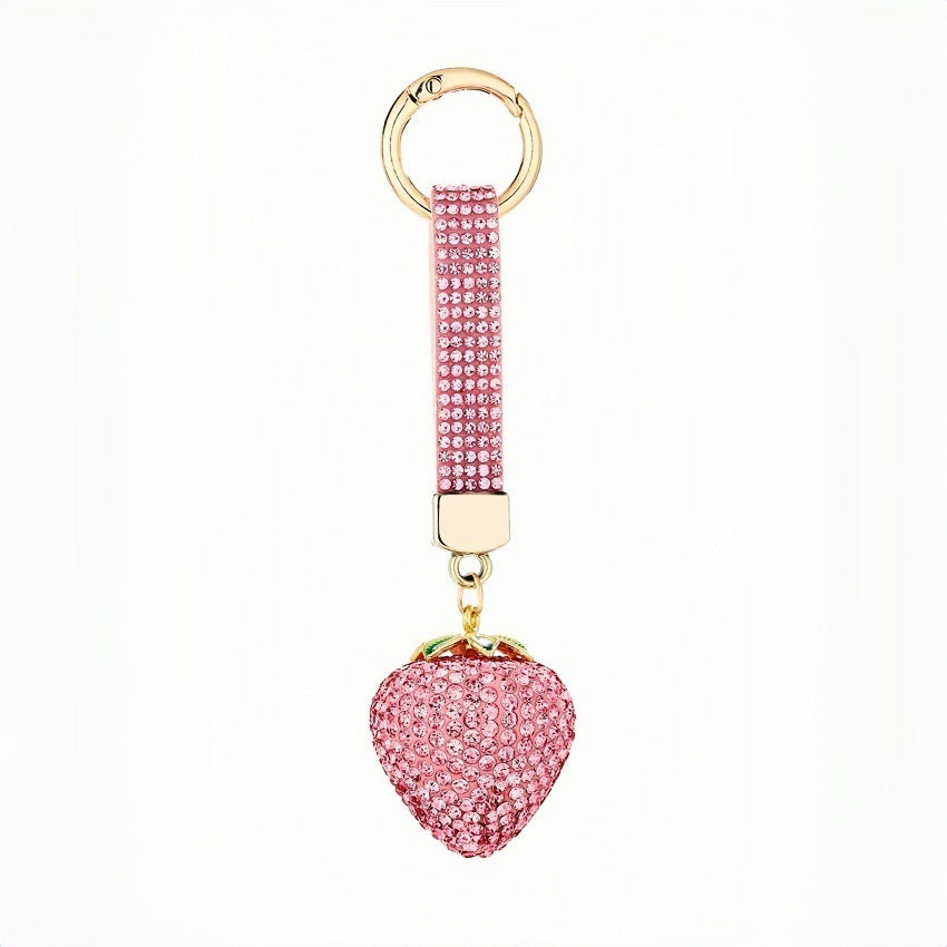 Wholesale Red Strawberry Rhinestone Keychain Car Key Accessory Gift