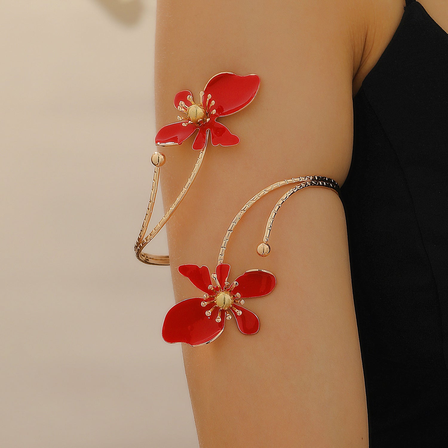 Wholesale Ins Style Flower Open Bracelet Armband Alloy Electroplated Fashion Accessory for Women