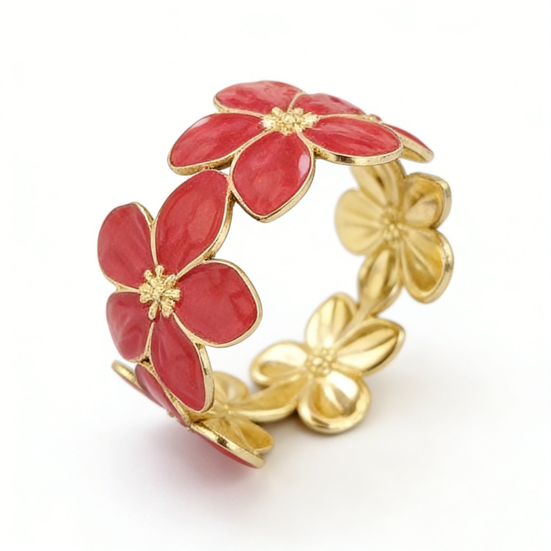 Wholesale Dripping Oil Flower Stainless Steel C-Shape Open Bracelet Fashion Jewelry Accessory