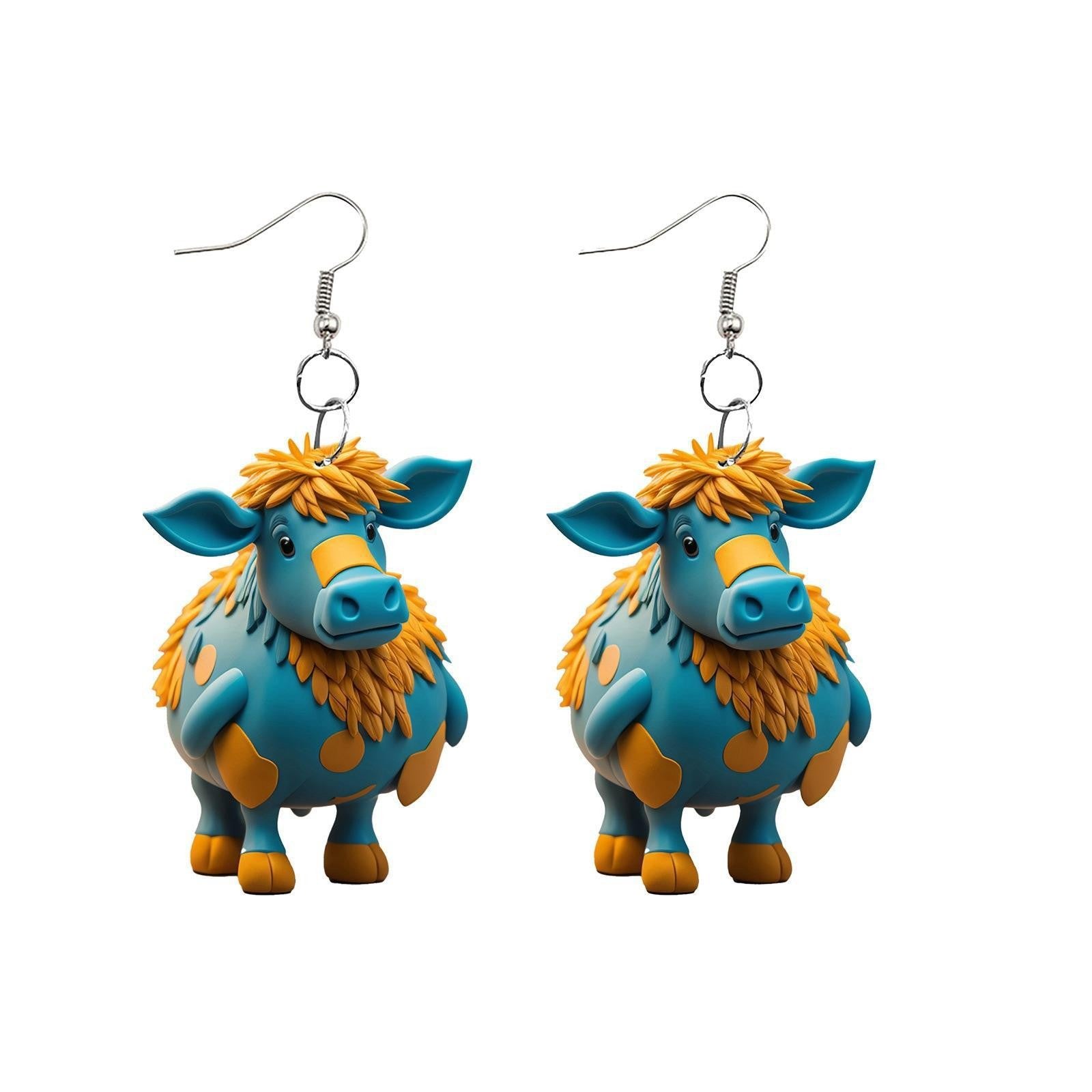 Wholesale Cartoon Colorful Cow Flat Acrylic Earrings ACC-ES-YuanJi002