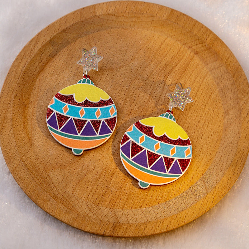 Wholesale Christmas Acryllic Card Claus Santa Earrings ACC-ES-MDD069