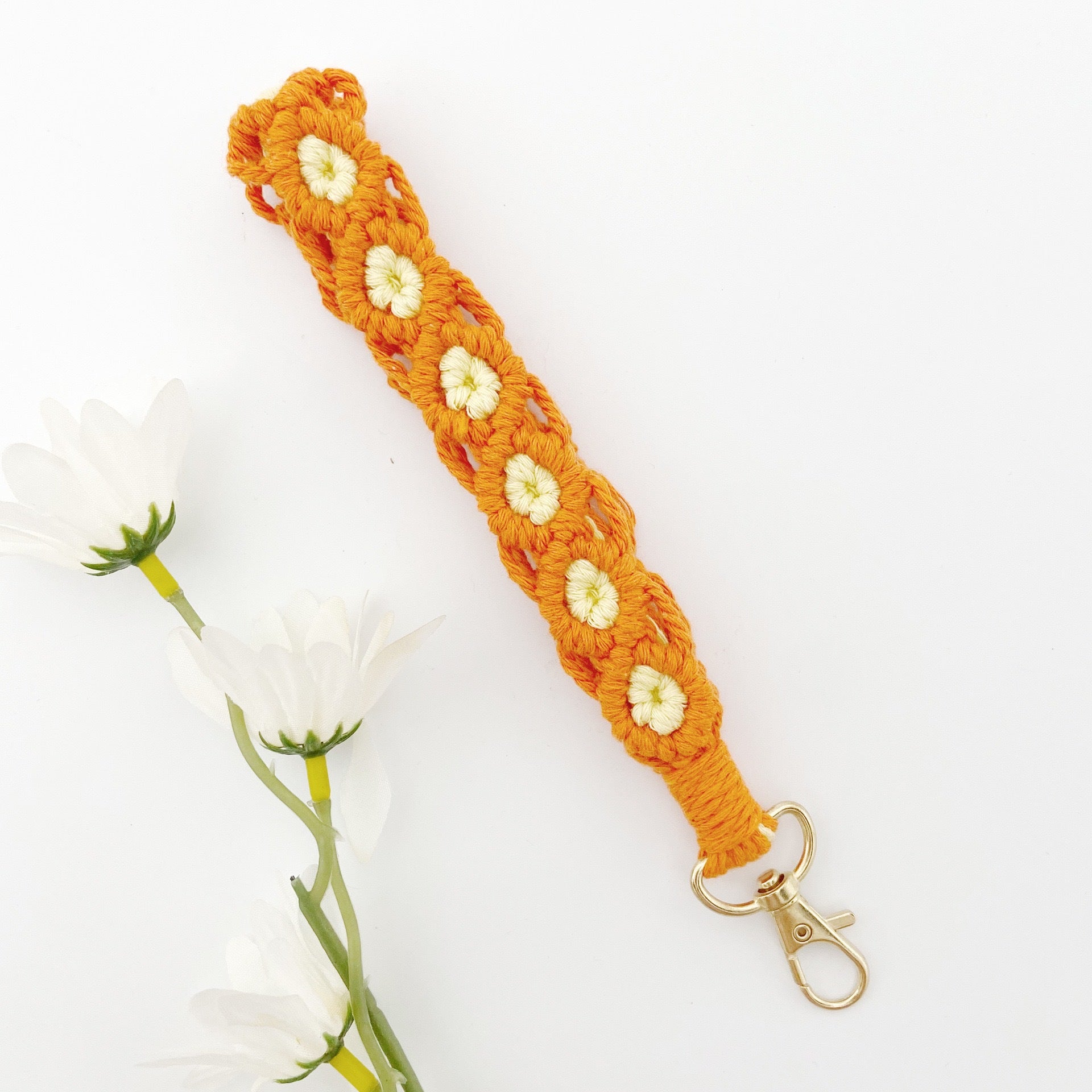 Wholesale Flower Rose Hand-woven Keychains Lanyard Keychain ACC-KC-Huaien003