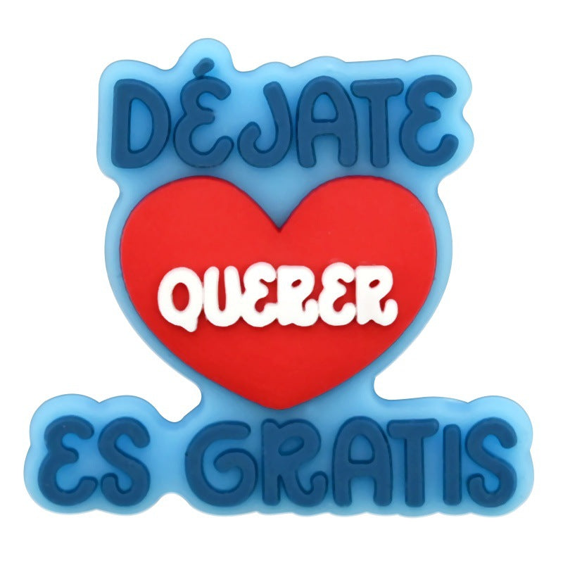 Wholesale  Random 100pcs Colorful Spanish phrase series PVC Soft Rubber Shoe Buckle Decoration