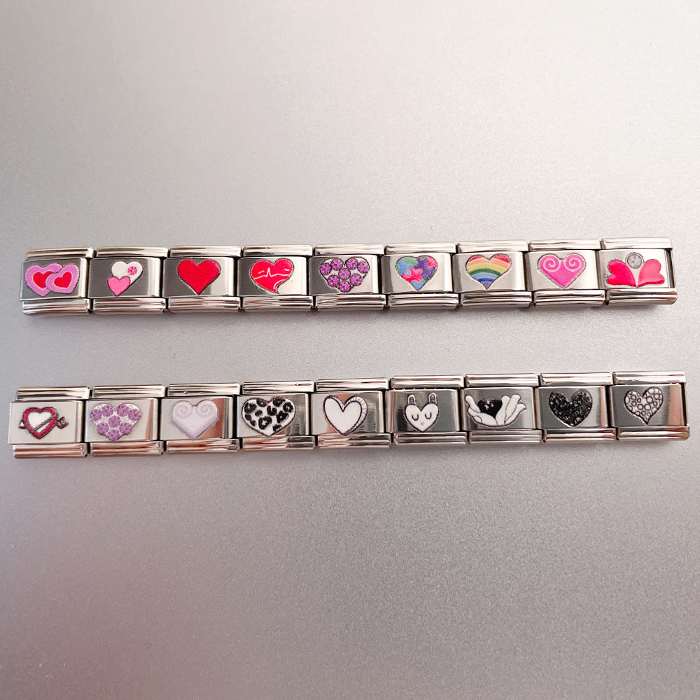 Wholesale New Printed Italian Module Bracelet Cartoon Pattern Motorcycle Bracelet DIY Stainless Steel Street Dance Hand Jewelry