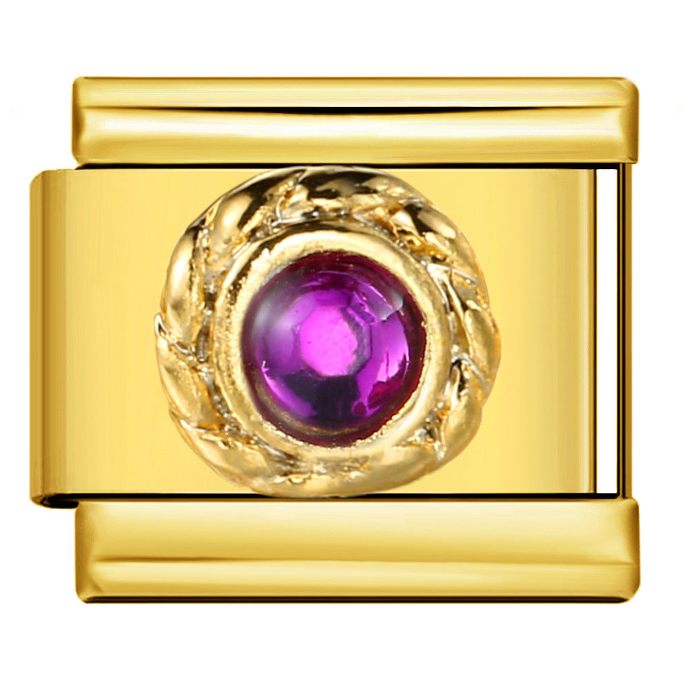 Wholesale Italian Charm Bracelet 9mm DIY Splicing Removable Micro-paved Colored Zirconia Stainless Steel Composable Bracelet