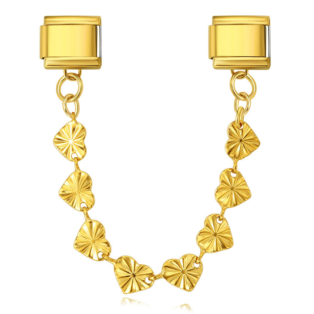 Wholesale 9mm Italian Charm Starter Bracelets DIY Hearts and Love Single Section Creative Stainless Steel Composable Bracelet