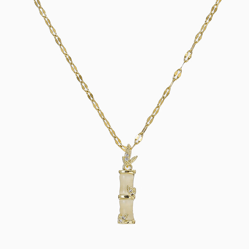 Wholesale Titanium Steel Gold Bamboo Pendant Necklace ACC-NE-KuCai008