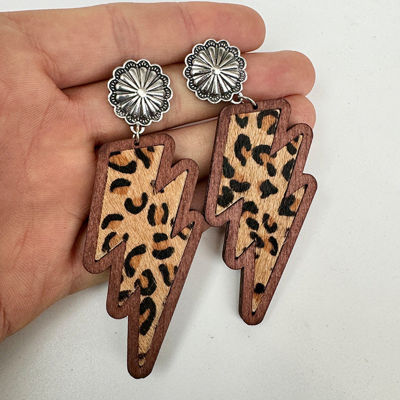 Wholesale  Western lightning earrings classic leopard print  earrings