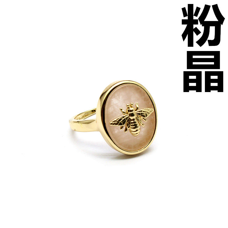 Wholesale gold-plated small bee glitter ring