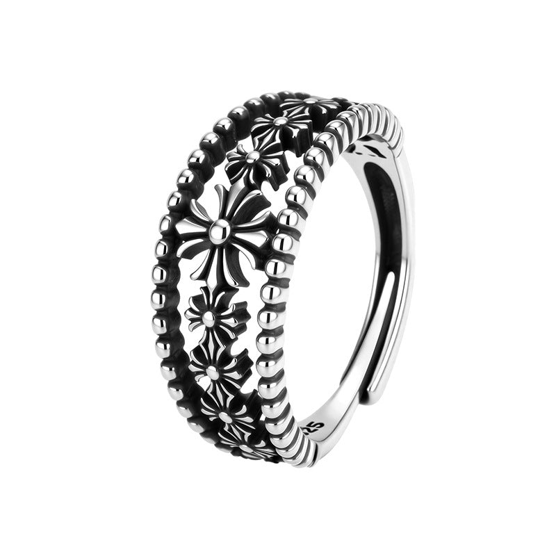 Wholesale Vintage Cross Ring - Adjustable Punk Style Copper Ring,  Fashion Jewelry Accessory for Resale &  Gift