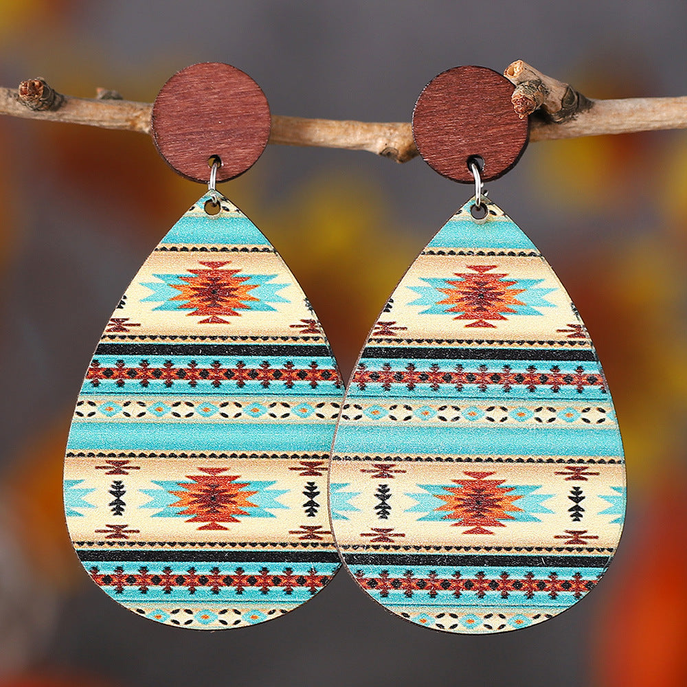 Wholesale Western Ethnic Pattern Water Drop Earrings ACC-ES-ChuLian102