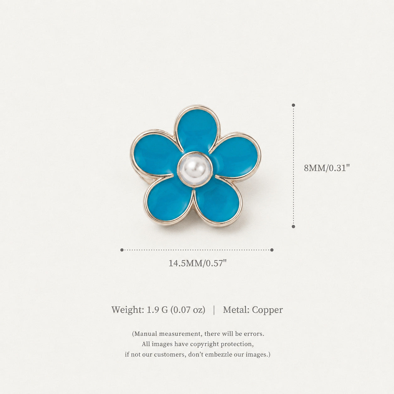 Wholesale Electroplated Copper Flip Flop Charm Blue Flower Pearl Enamel Versatile Decorative Accent For Everyday Wear