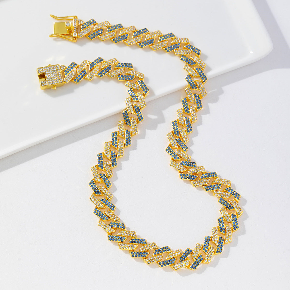 Wholesale Hip-hop Style Alloy Full Diamond Diamond Cuban Chain Men's Necklace ACC-NE-MeiWeite001