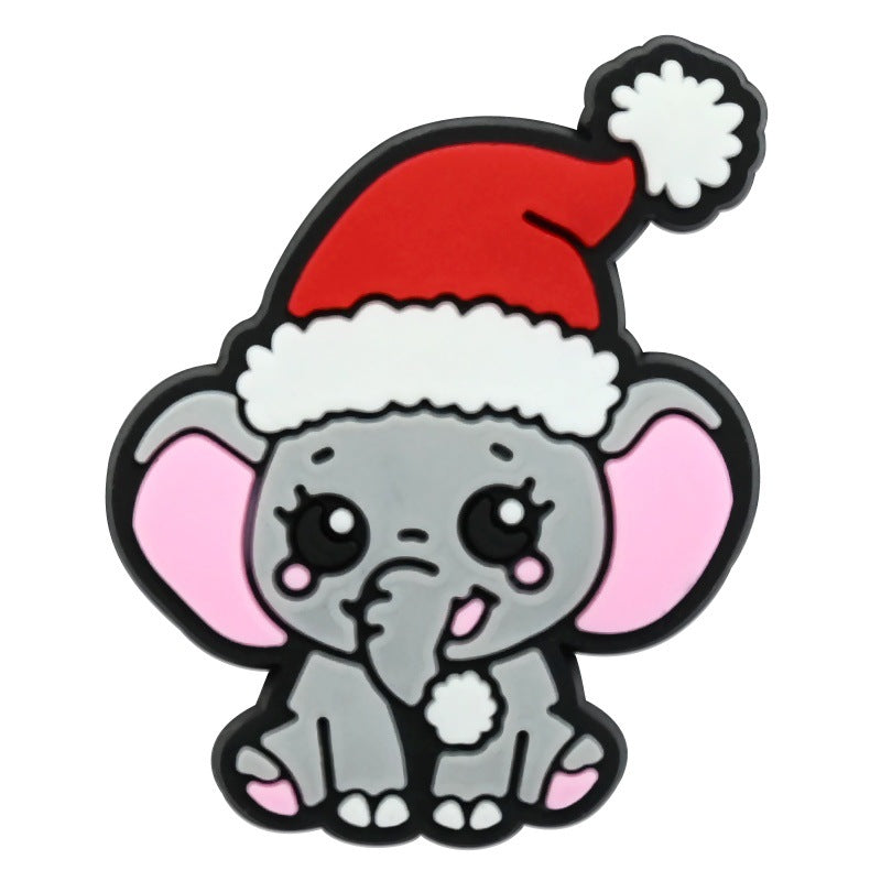 Wholesale  Random 100pcs Christmas animal-themed PVC Soft Rubber Shoe Buckle Decoration