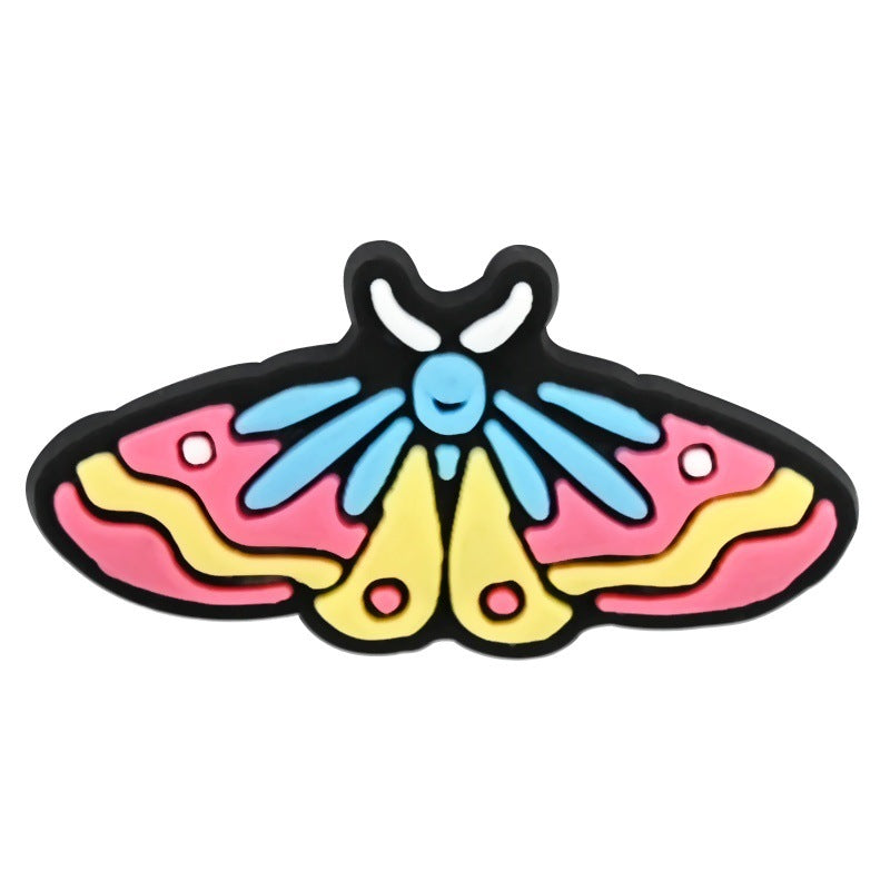Wholesale   Random 100pcs Colorfulful Moth Series PVC Soft Rubber Shoe Buckle Decoration