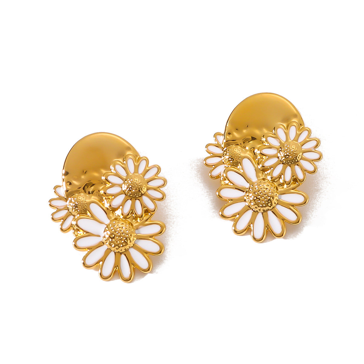 Wholesale 18k Gold Stainless Steel Daisy Earrings ACC-ES-XinY013