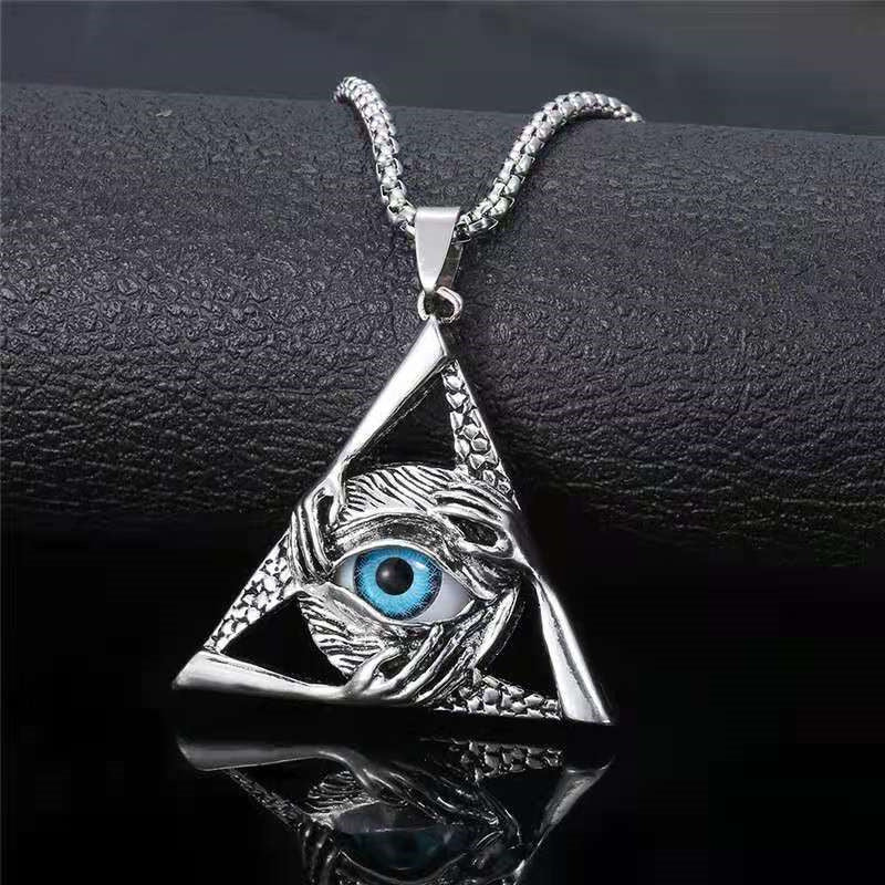 Wholesale Silver Alloy Geometric Eye Of Horus Pendant Necklace Stylish Men S Fashion Jewelry Accessory