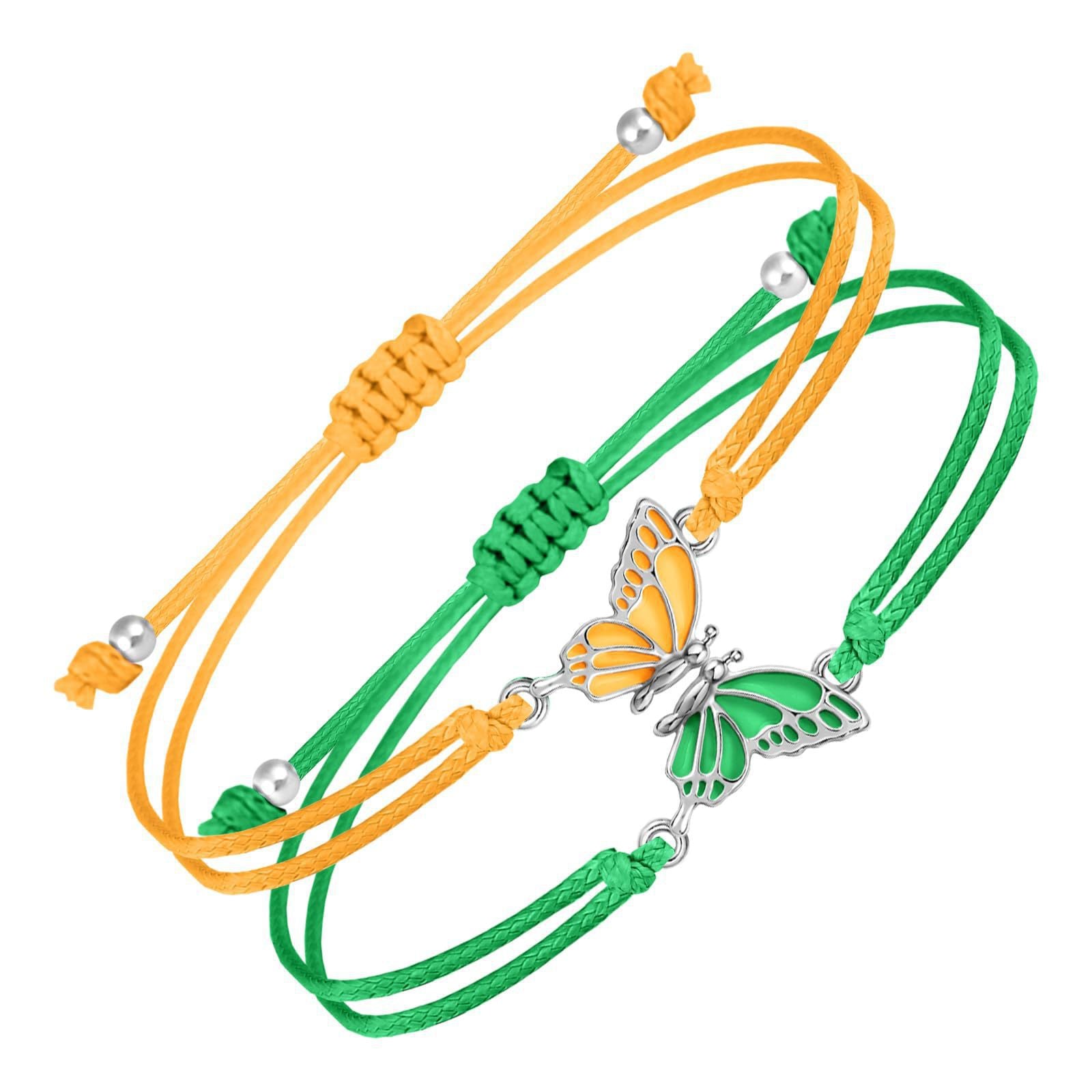 Wholesale Handmade Crystal Butterfly Friendship Bracelet Adjustable Wax Cord Gift for Couples