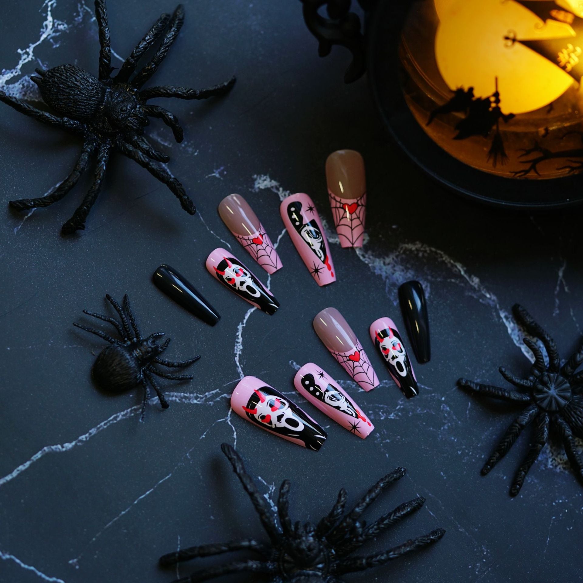 Wholesale 24 Pieces/ box  Heart Ghost Nails Kits Nail Stickers