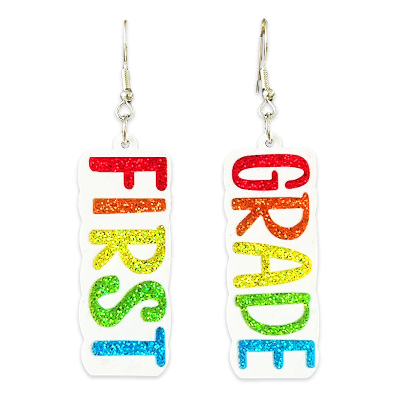 Wholesale Shiny colored earrings with words