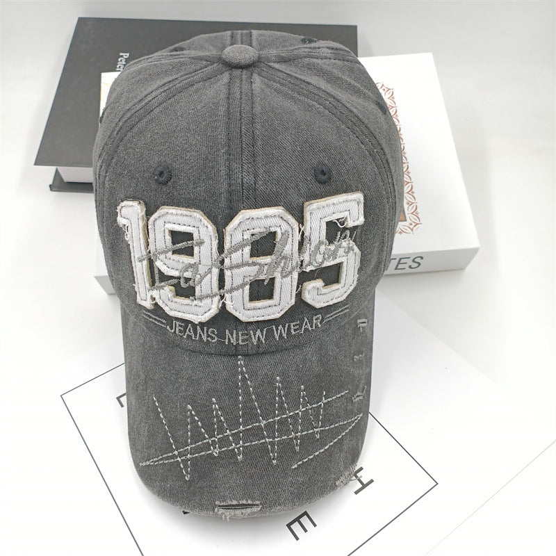 Wholesale Washed Embroidered Baseball Cap Number Mark Hole Casual Hat ACC-HT-Daod005