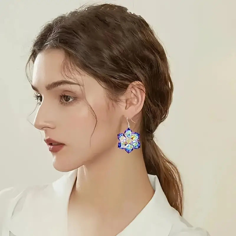 Wholesale Christmas Love Song Party Icy Flower Snowflake Acrylic Earrings ACC-ES-Xiyin006