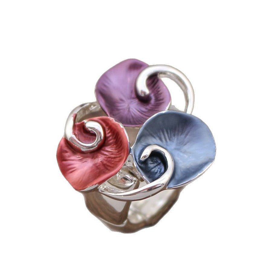 Wholesale Elastic Band Ring Alloy Zinc Diamond Oil Painting Adjustable Rings