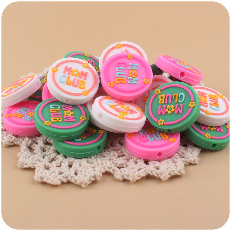 Wholesale 10pcs Cartoon Silicone MOM Round Beads ACC-BDS-GuangTian010