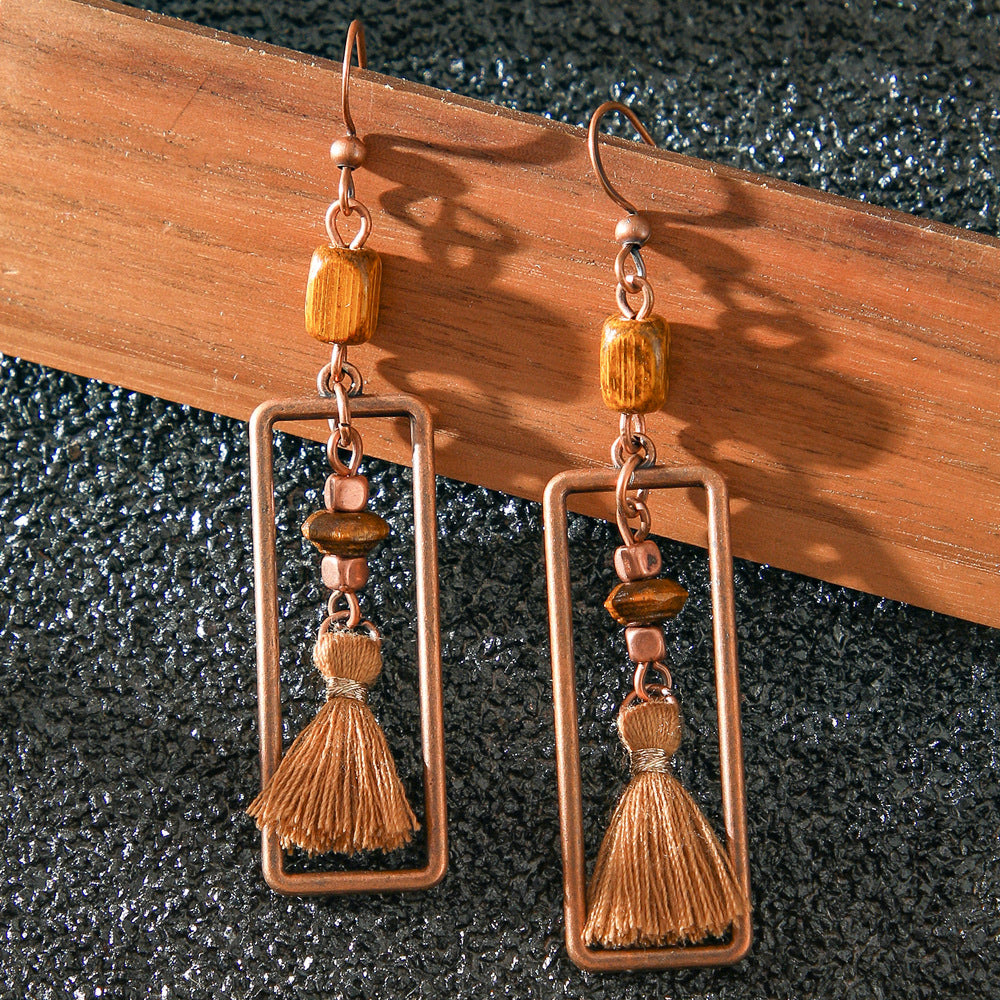 Wholesale Retro Bohemian Ethnic Long Tassel Earrings Zinc Alloy Fashion Accessory