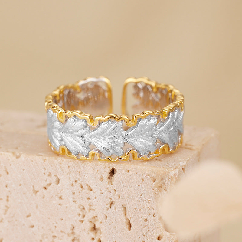 Wholesale 925 Sterling Silver Leaf Shaped Adjustable Open Ring