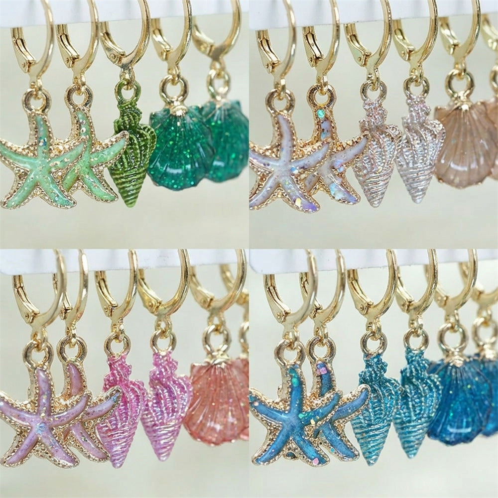 Wholesale Acrylic Enamel and Glitter Ocean Earrings