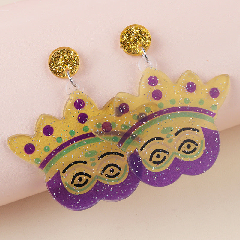 Wholesale Bohemian Mardi Gras Acrylic Earrings tassel Earrings