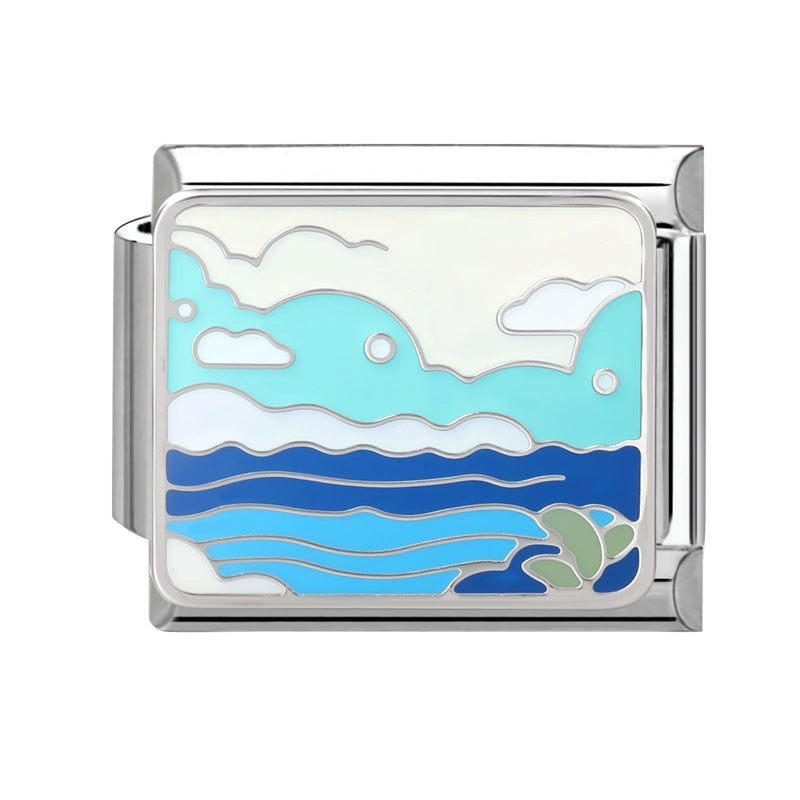 Wholesale 9mm Italian Charm Starter Bracelets DIY Marine Series Stainless Steel Composable Bracelet