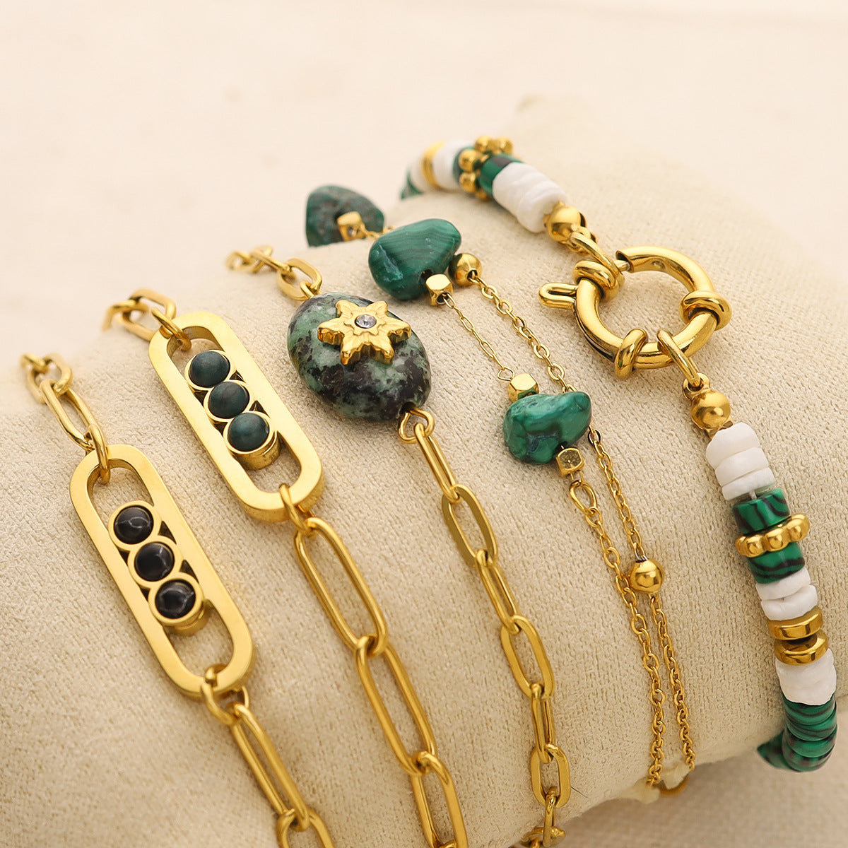 Wholesale Natural Stone All-match Titanium Steel Bracelet