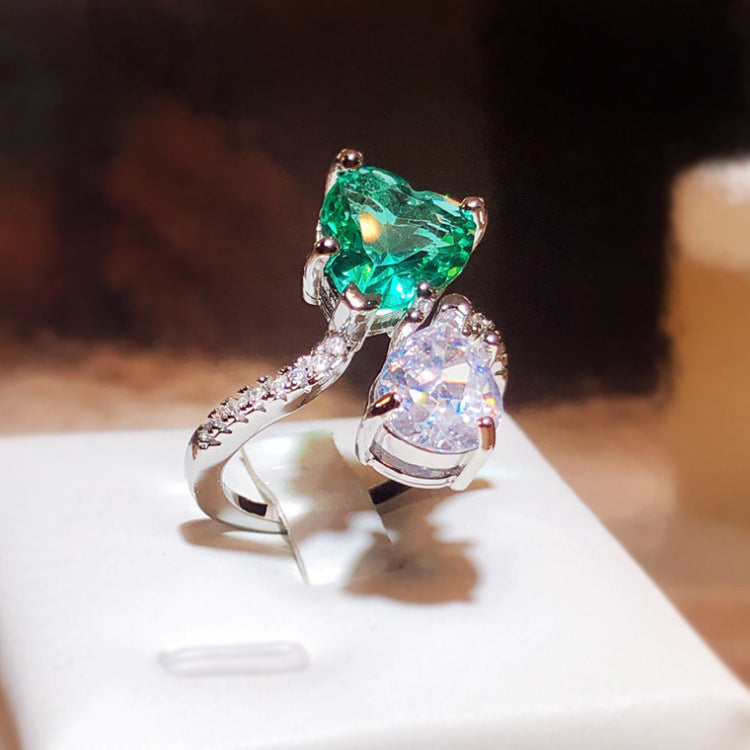 Wholesale  light luxury  all-match diamond heart-shaped ring