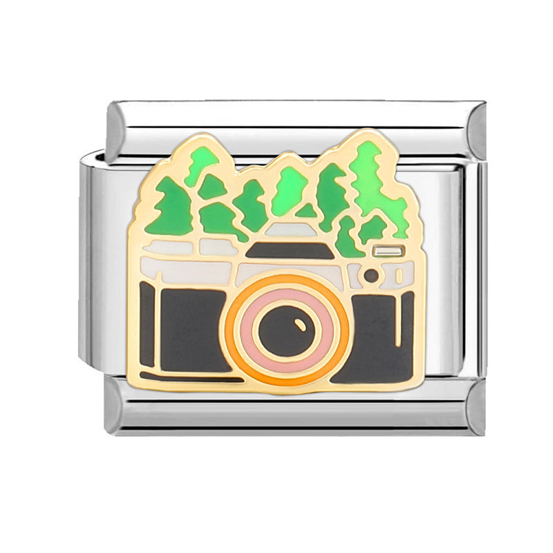 Wholesale Italian Beaded Bracelet 9mm DIY Splicing Removable Yellow Cartoon Series Stainless Steel Combinable Bracelet