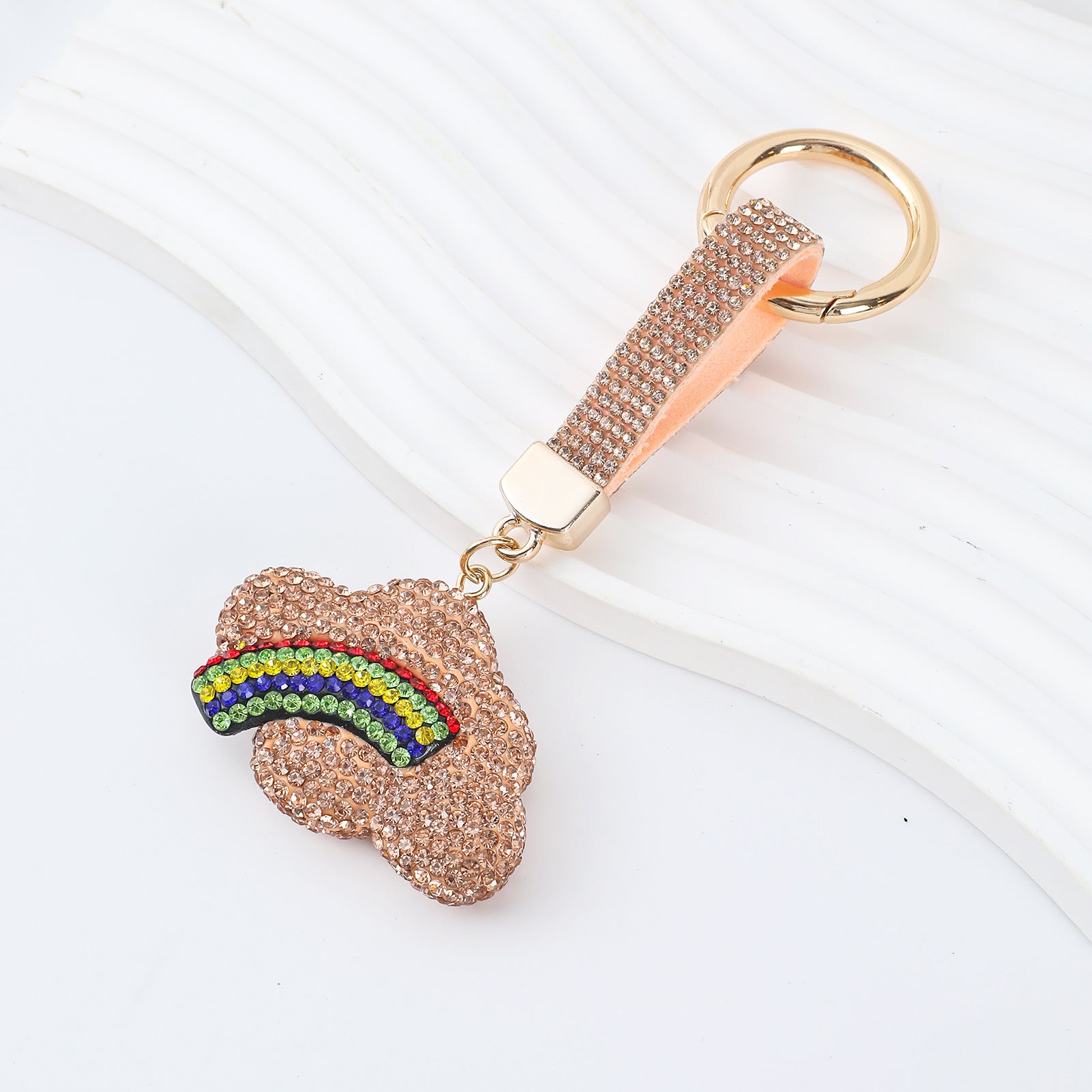 Wholesale double-sided diamond-encrusted colorful cloud  keychain