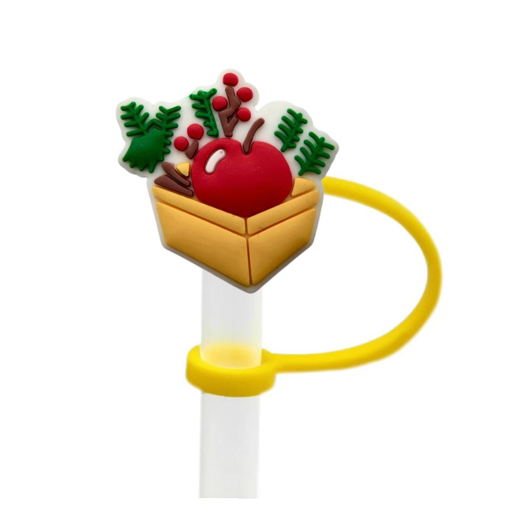 Wholesale 10pcs Christmas theme ideas 8/ 10mm Straw Cover Straw Tube Cap