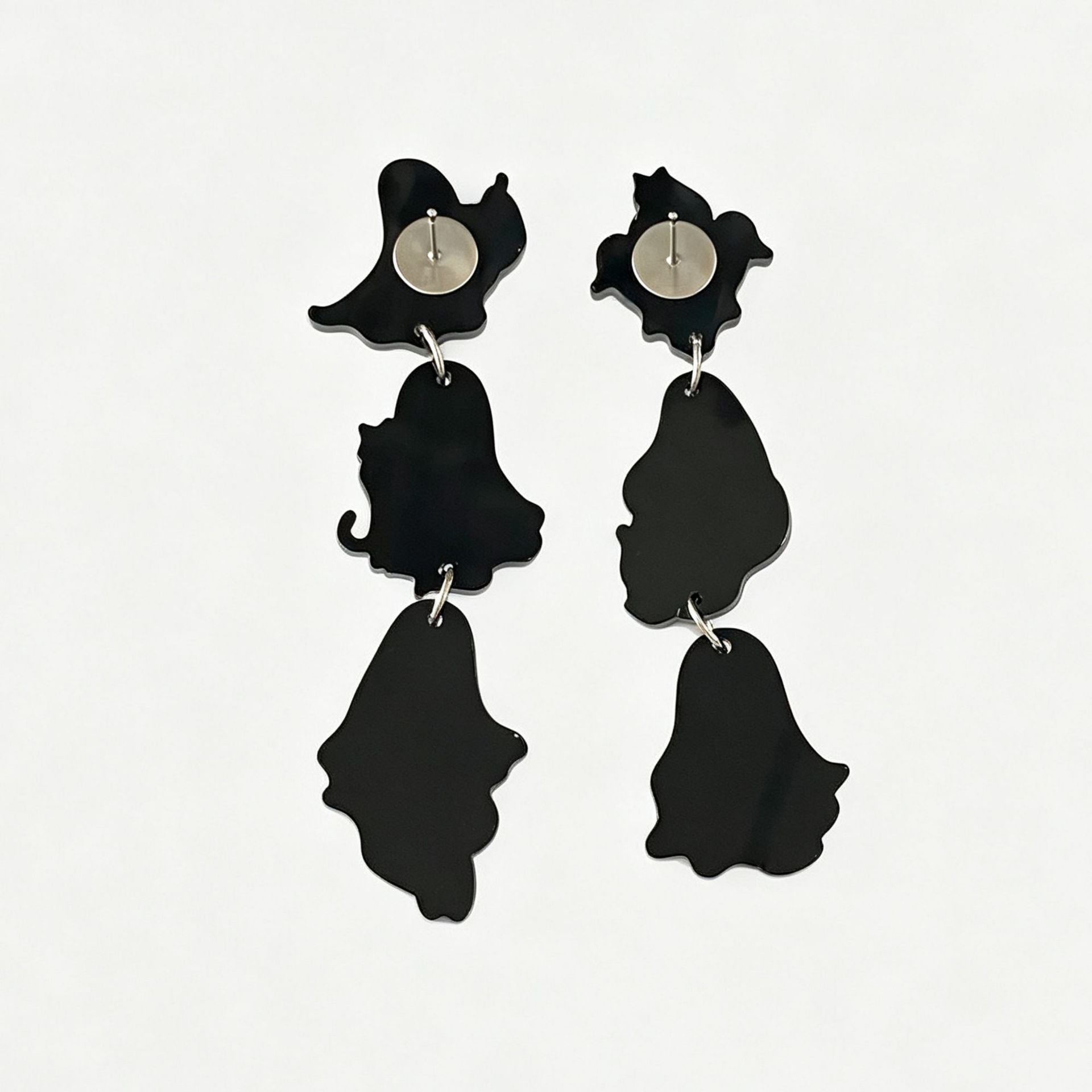 Wholesale Acrylic  Earrings Cute Ghost Black Cat Triple Print Jewelry Accessory For Party Gift Boutique Resale