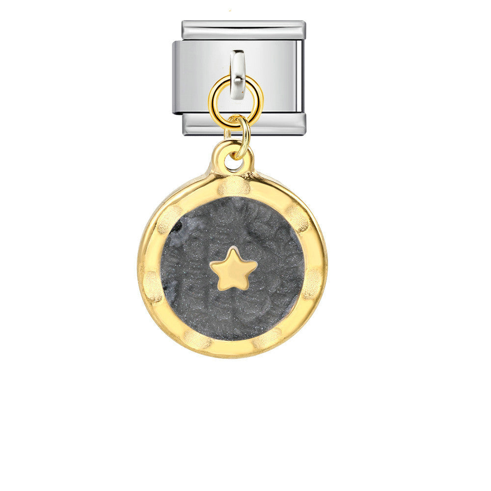 Wholesale 5pcs Italian Charm Bracelet 9mm DIY Splicing Gold and Silver Round Pendant Stainless Steel Composable Bracelet