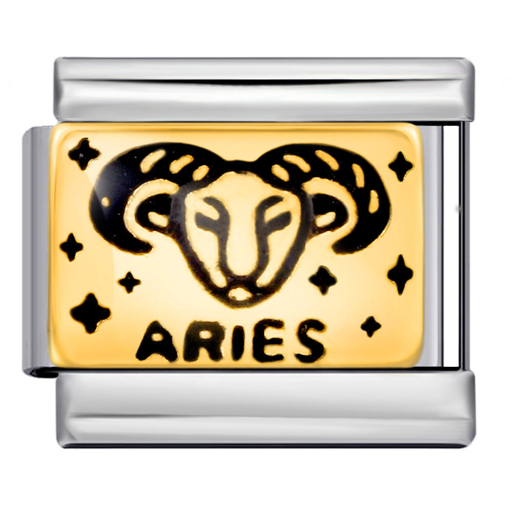 Wholesale Italian Charm Bracelet 9mm DIY Splicing Removable 12 Constellation Stainless Steel Composable Bracelet