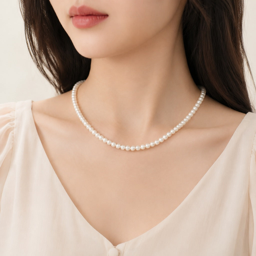 Wholesale Stylish White Faux Pearl Necklace For Women Elegant Cheongsam Collarbone Chain Gift Jewelry Accessory