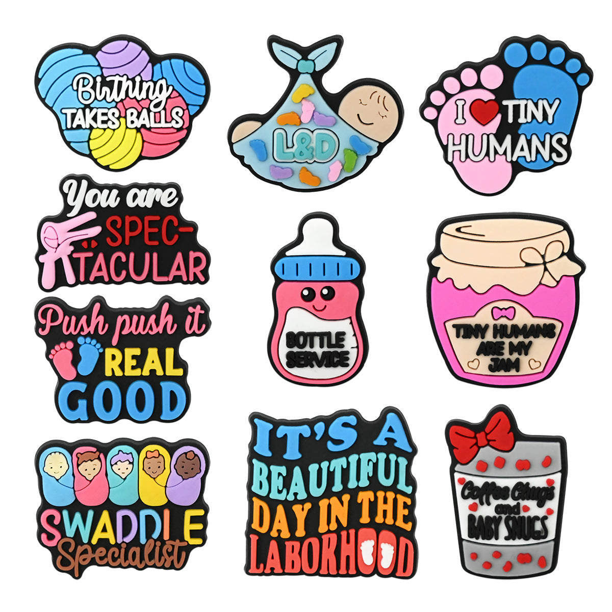 La serie medica casuale all'ingrosso da 100 pezzi zoccoli Decorazione con fibbia per scarpe in gomma morbida in PVC