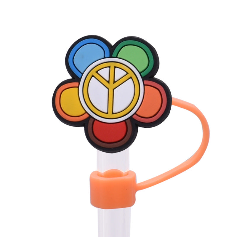 Wholesale Random 100pcs Creative dustproof cartoon Straw Cover Straw Tube Cap