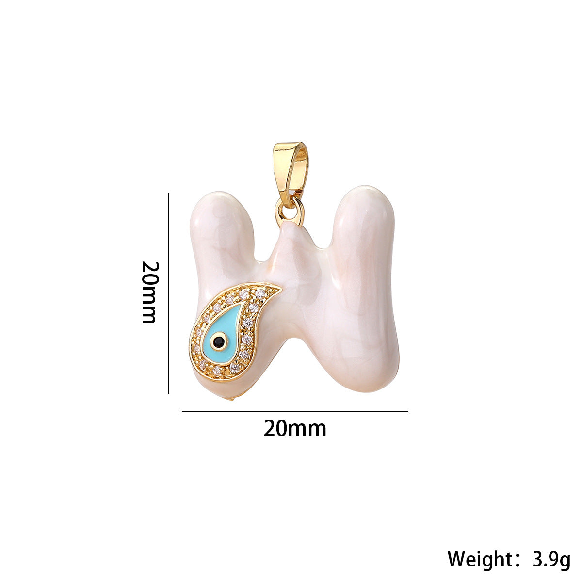 Wholesale Evil Eye Letter Pendant 16K Gold Plated Copper With Zircon Fashion Decorative Accessory DIY Jewelry Charm Boutique Gift Resale