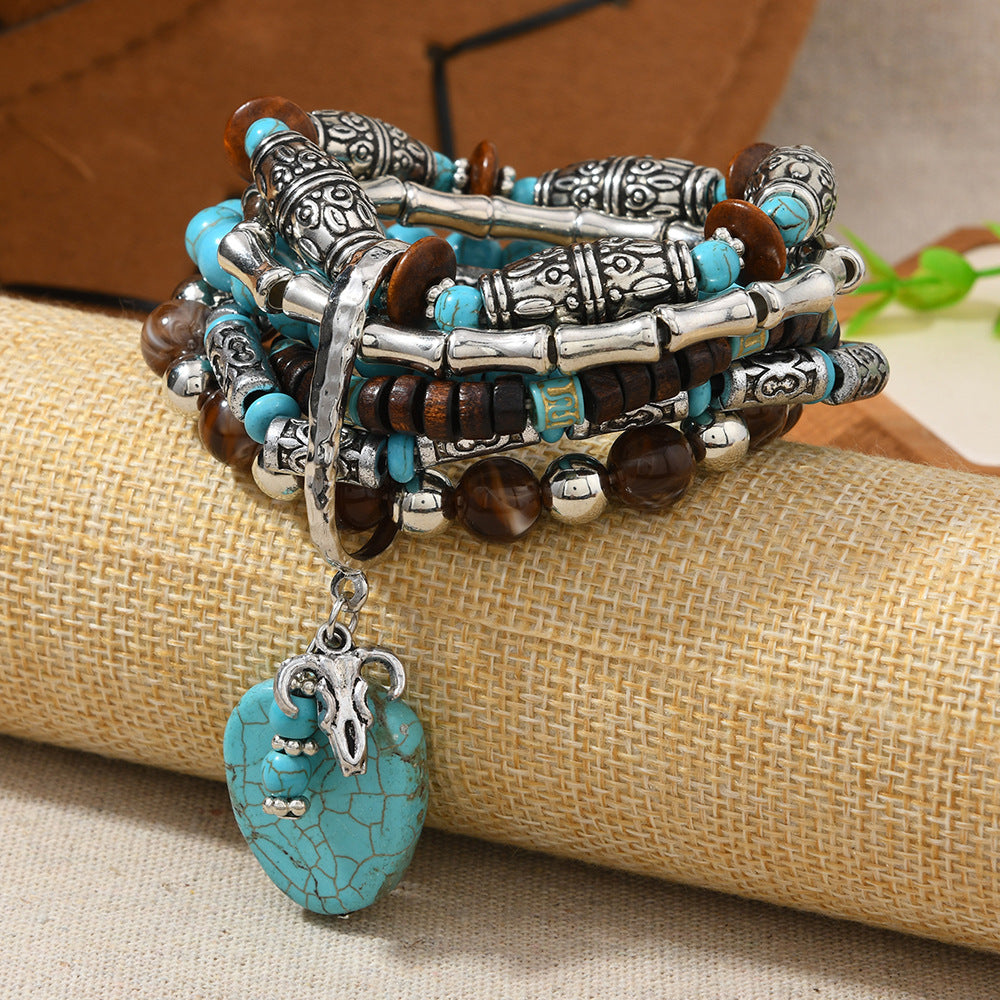 Wholesale Turquoise Western Style Beaded Bracelet