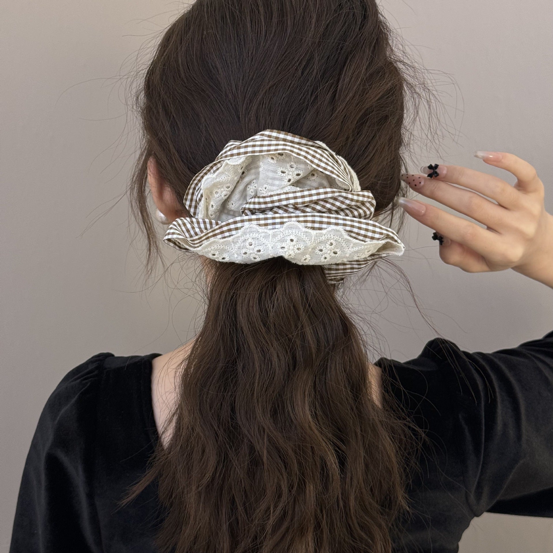 Wholesale lace lattice four-layer lace flower hair rope hair accessories