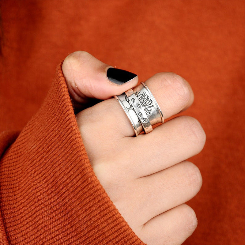 Wholesale Retro rotating tree of life leaf rotating ring