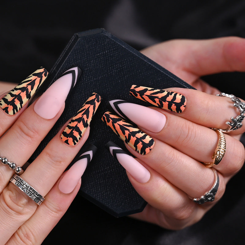 Wholesale Plastic Press on Nails Kits Matte Leopard Print Nail Enhancement ACC-NS-MeiSu013