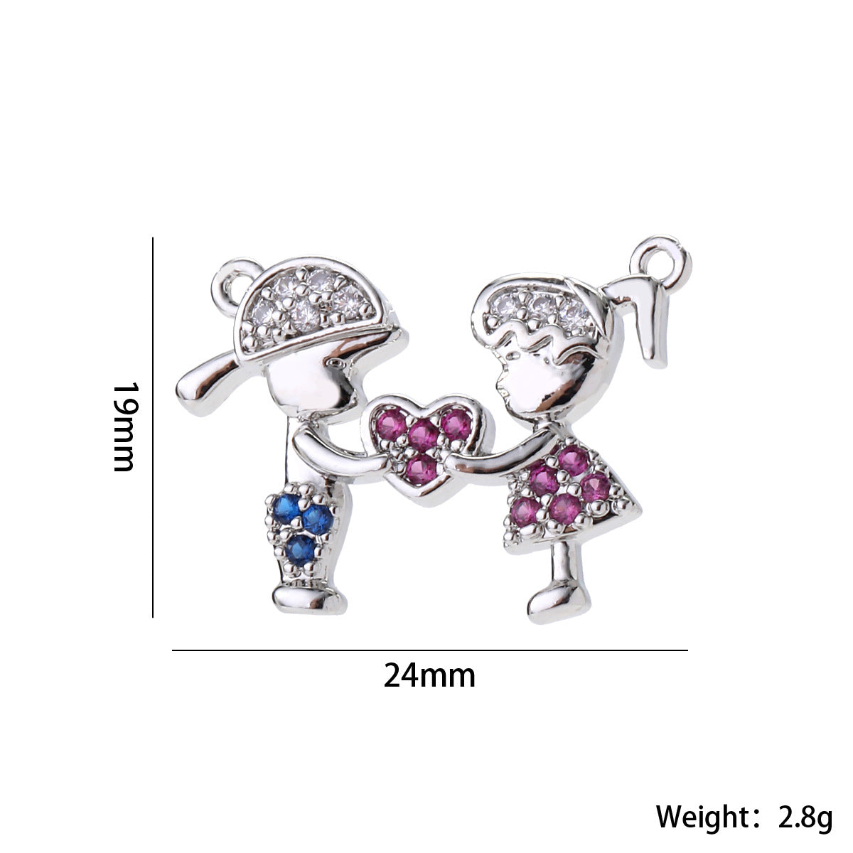 Wholesale Cute Love Heart Girl Pendant Gold Plated Brass Zircon Chic Necklace Accessory For Women